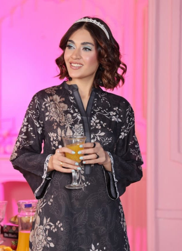 Digital Lawn 2-Piece - Black/White Floral Patterned