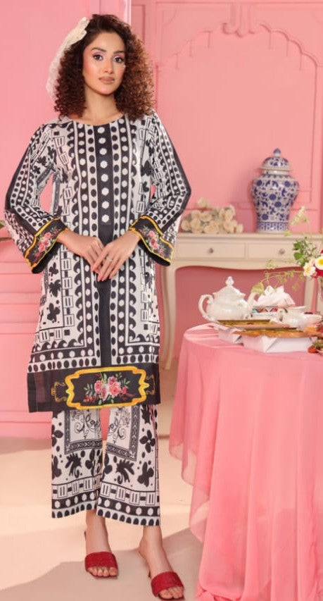 Digital Lawn 2-Piece - Black/White Patterned