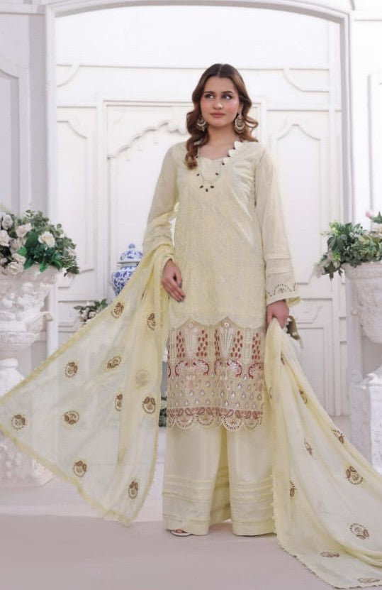 Exquisite Chikankari Lawn - Cream