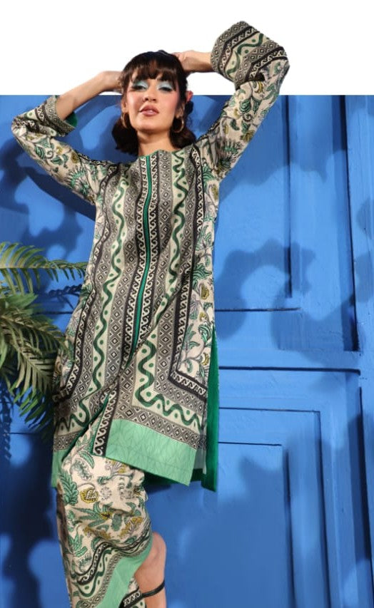 Digital Lawn 2-Piece - Green Floral Patterned