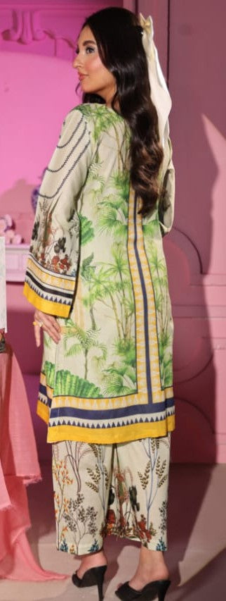 Digital Lawn 2-Piece - Green Floral Patterned