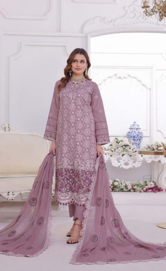 Exquisite Chikankari Lawn - Magenta Red