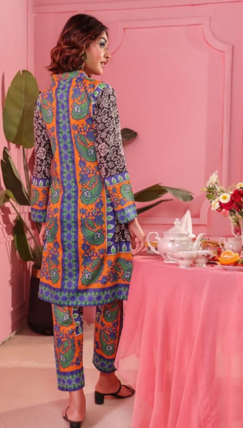 Digital Lawn 2-Piece - Orange Patterned