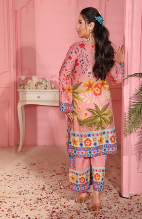 Digital Lawn 2-Piece - Pink Floral Patterned