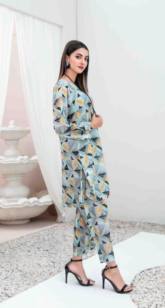 Green Digital Printed Swiss Suit