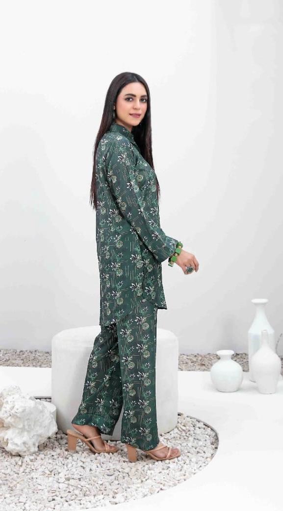 Green Digital Printed Swiss Suit