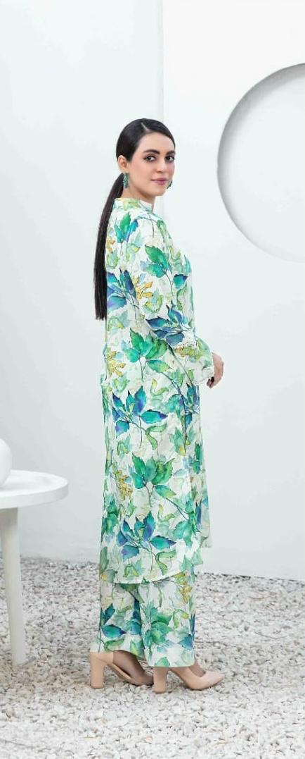 Floral Teal Digital Printed Swiss Suit