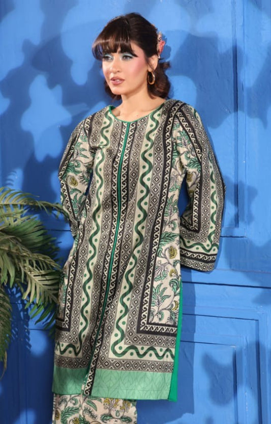 Digital Lawn 2-Piece - Green Floral Patterned