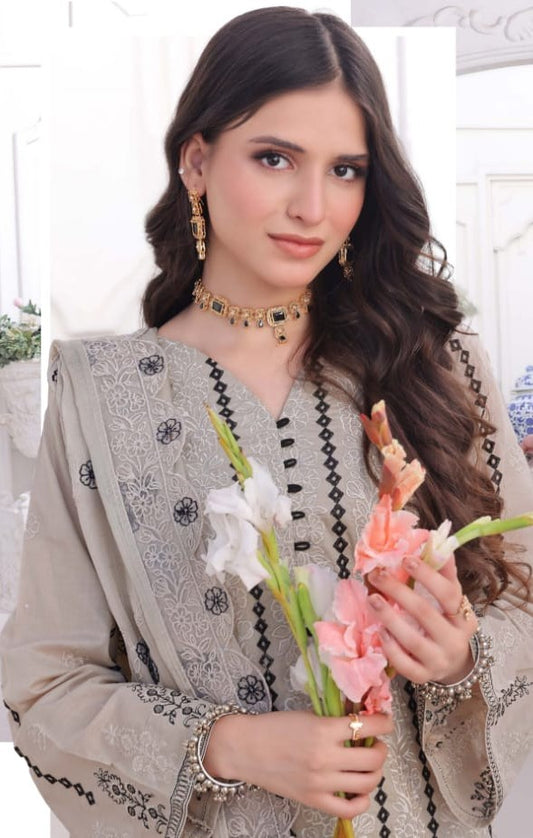 Exquisite Chikankari Lawn - Grey