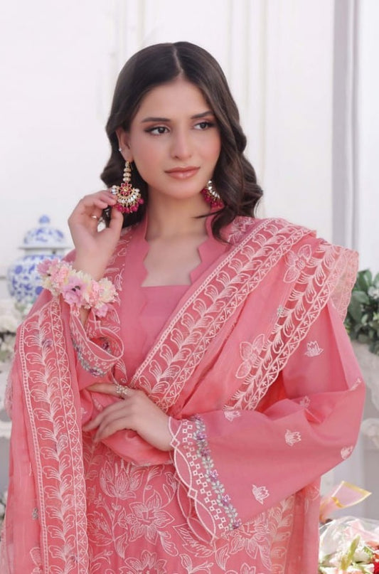 Exquisite Chikankari Lawn - Pink
