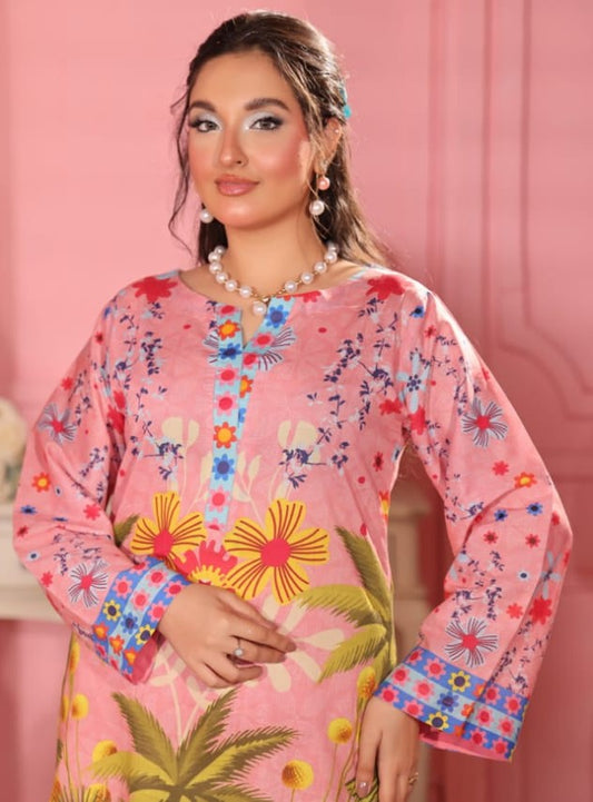 Digital Lawn 2-Piece - Pink Floral Patterned