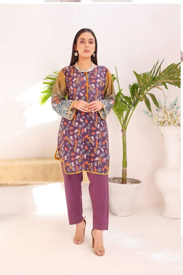 Multi Purple Shaded Printed Kurti