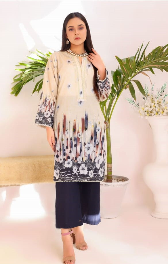 Cream Printed Kurti