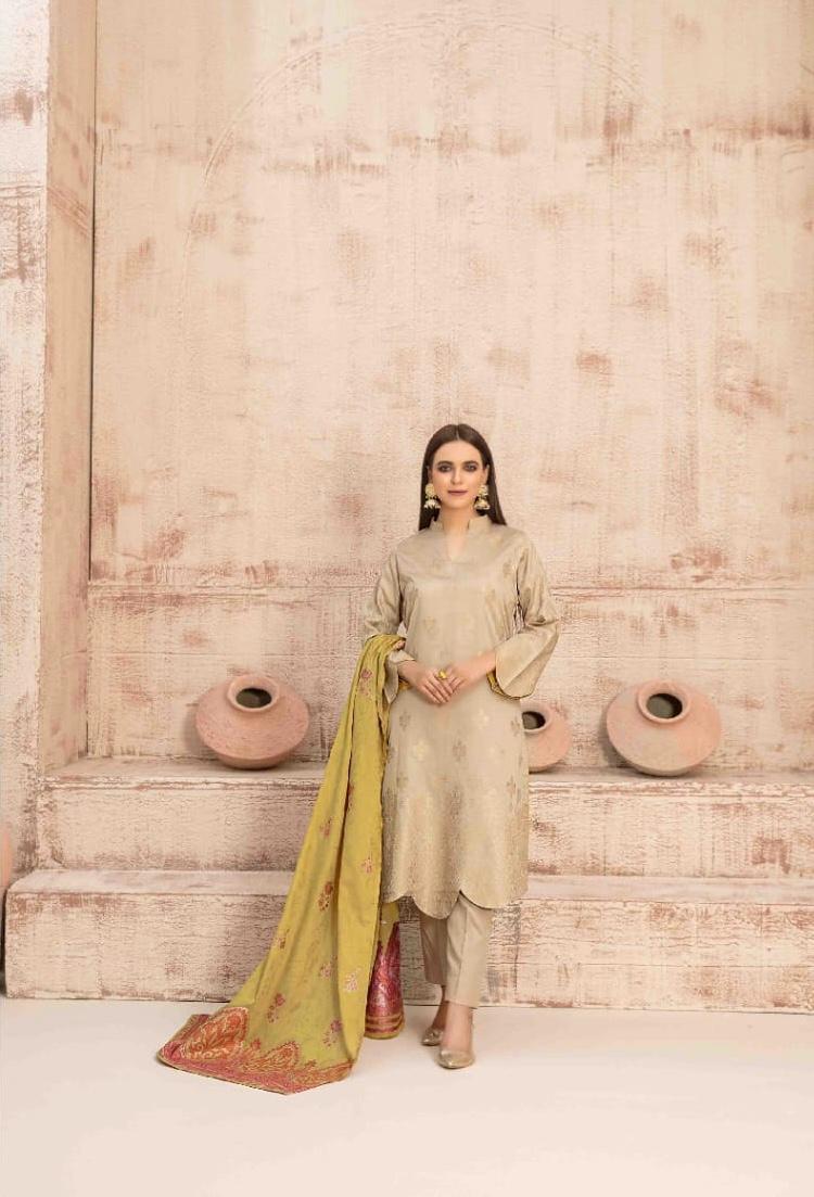 Cream Broshia Banarsi Suit