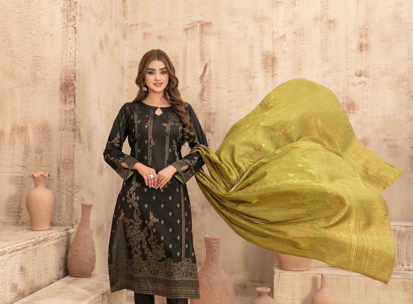 Black Broshia Banarsi Suit