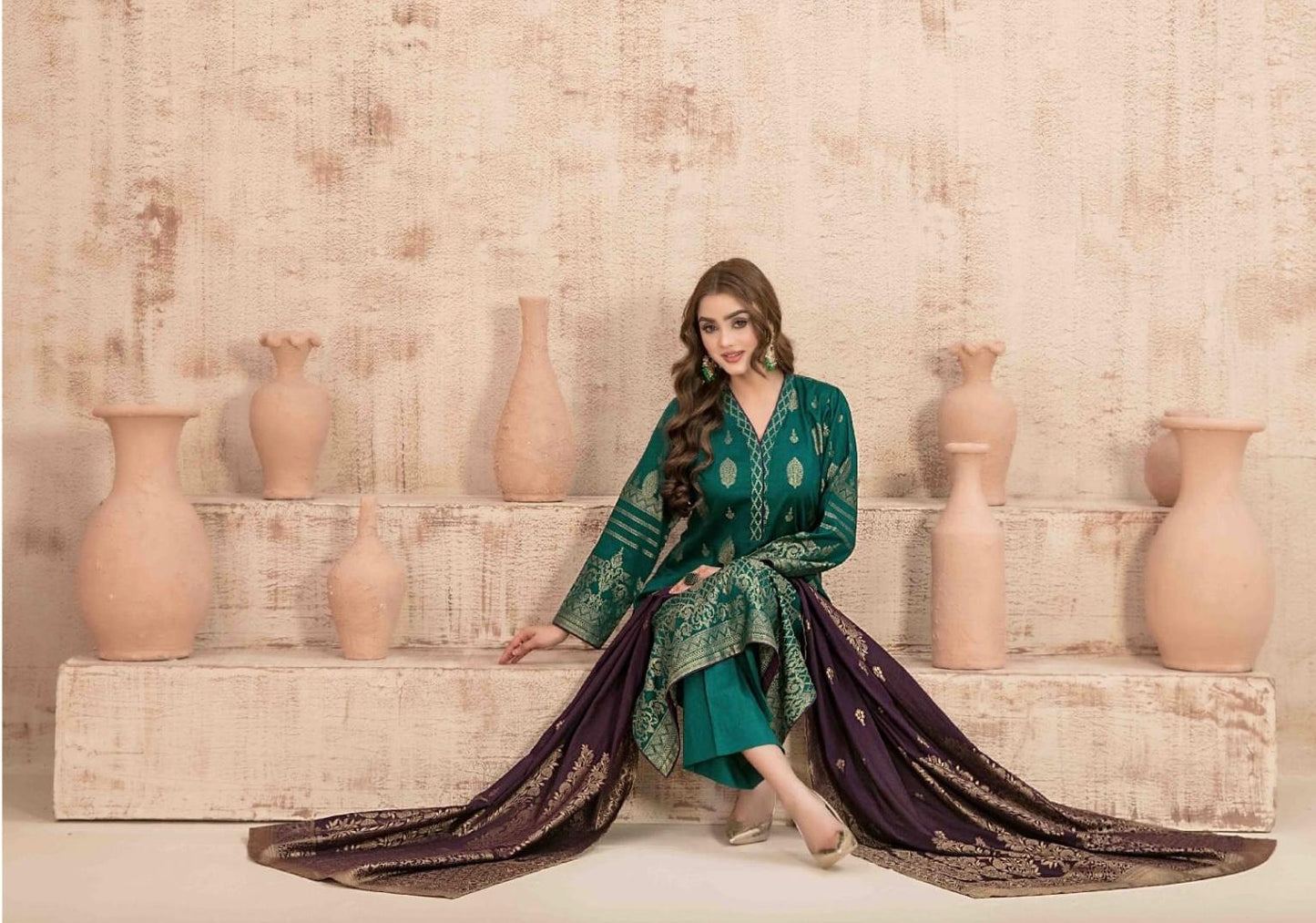 Green Broshia Banarsi Suit