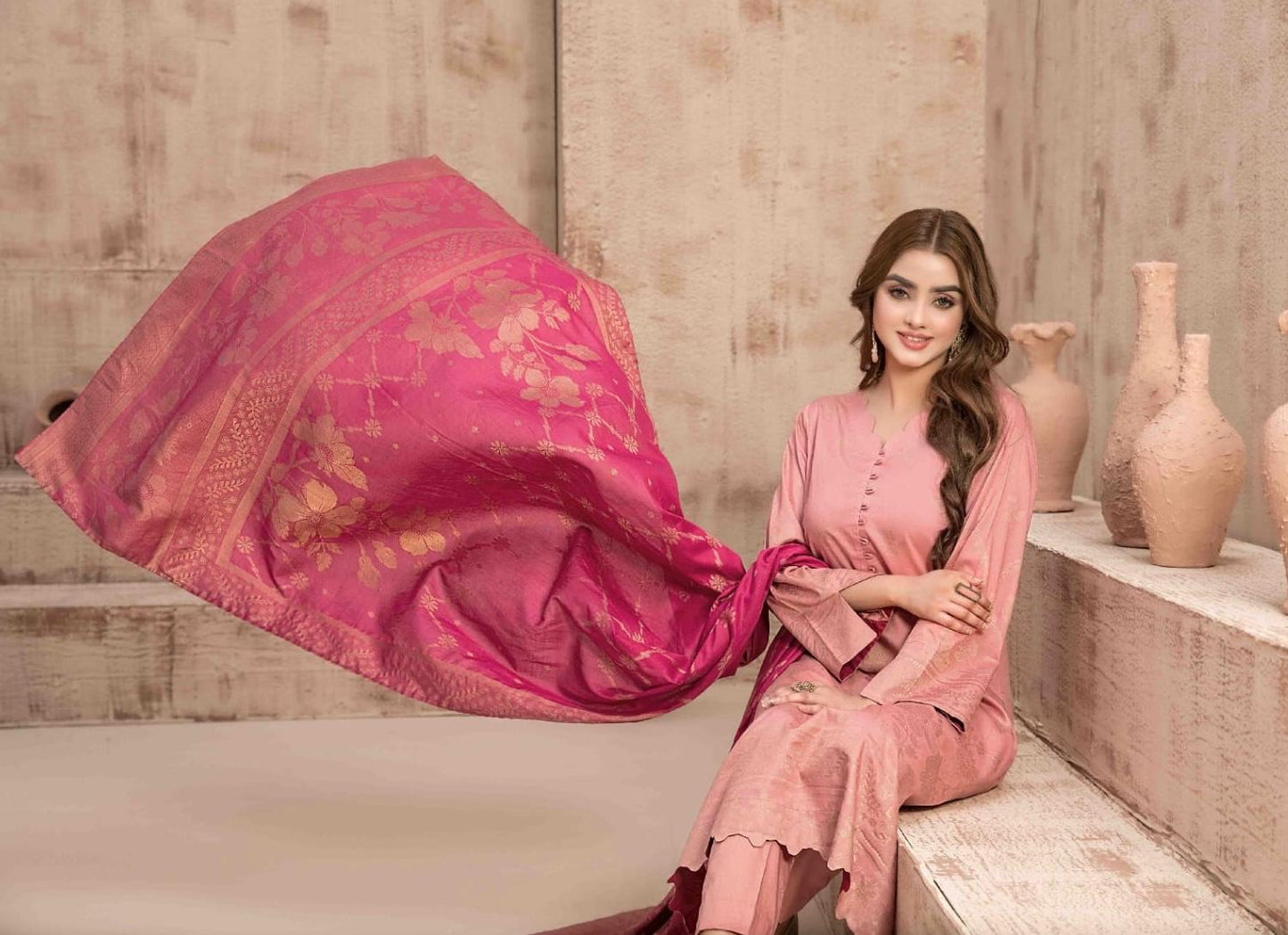 Pink Broshia Banarsi Suit