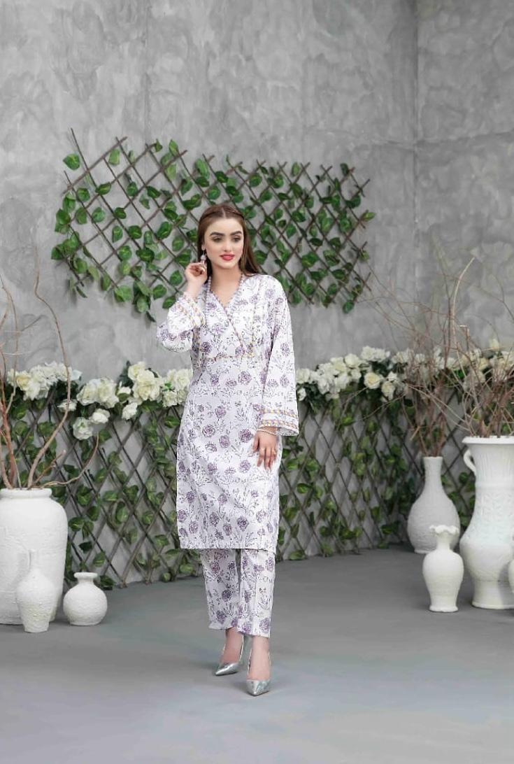 White Digital Printed Lawn Suit