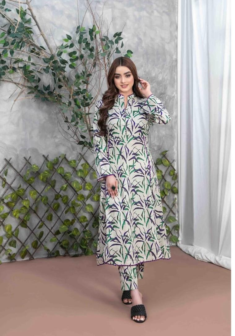 White Digital Printed Lawn Suit