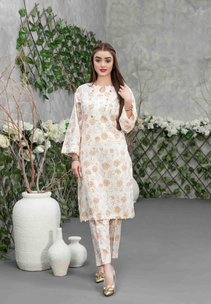 Cream Digital Printed Lawn Suit