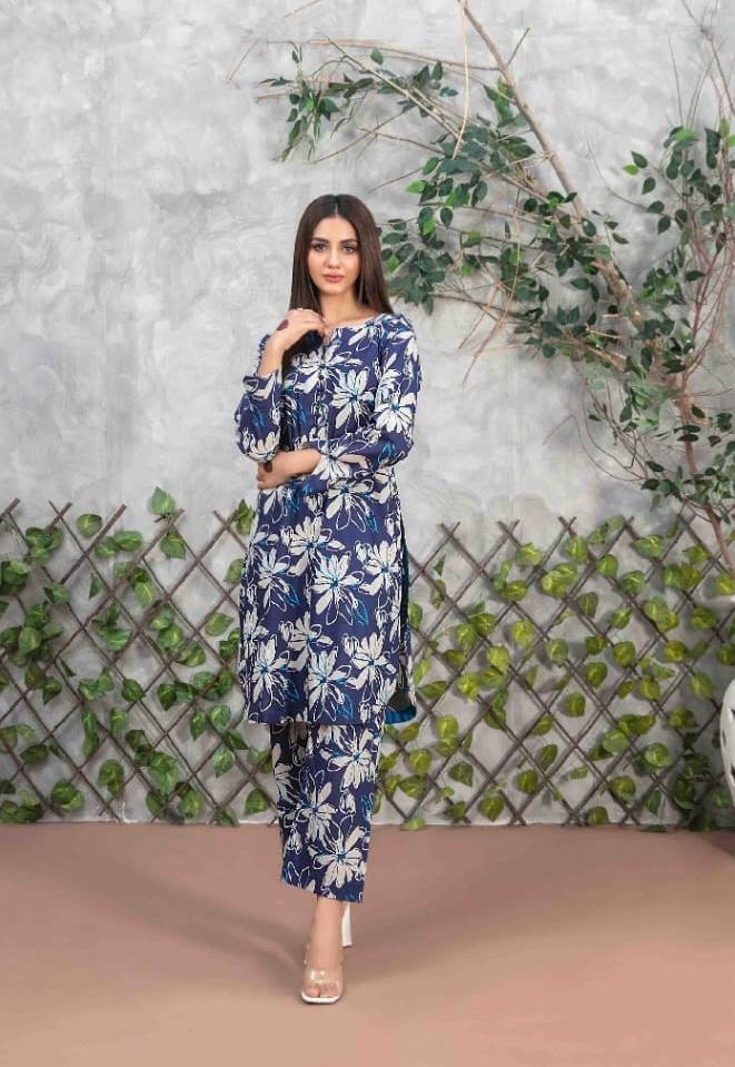 Navy Digital Printed Lawn Suit