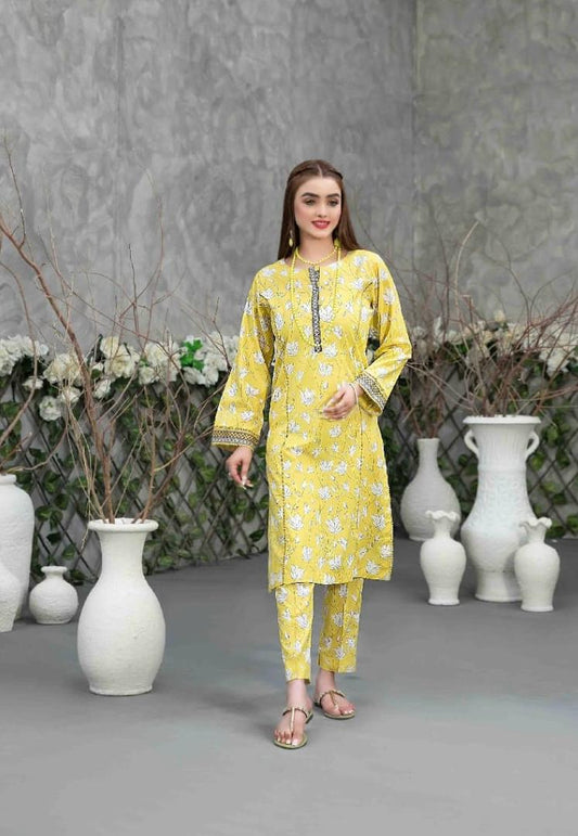 Yellow Digital Printed Lawn Suit