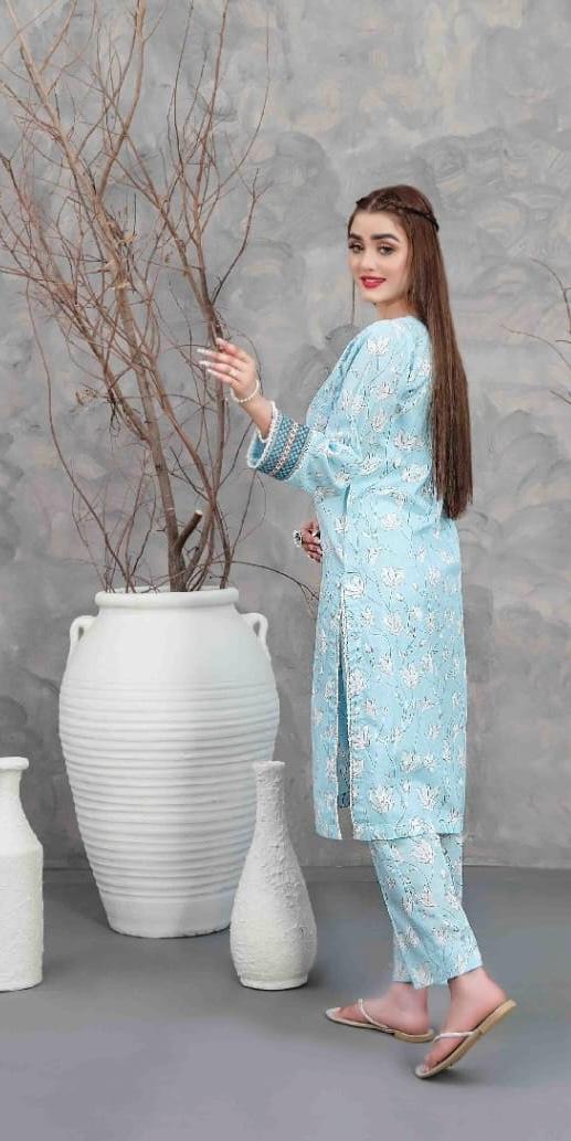 Sky Blue Digital Printed Lawn Suit