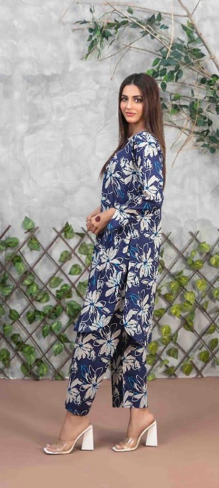 Navy Digital Printed Lawn Suit